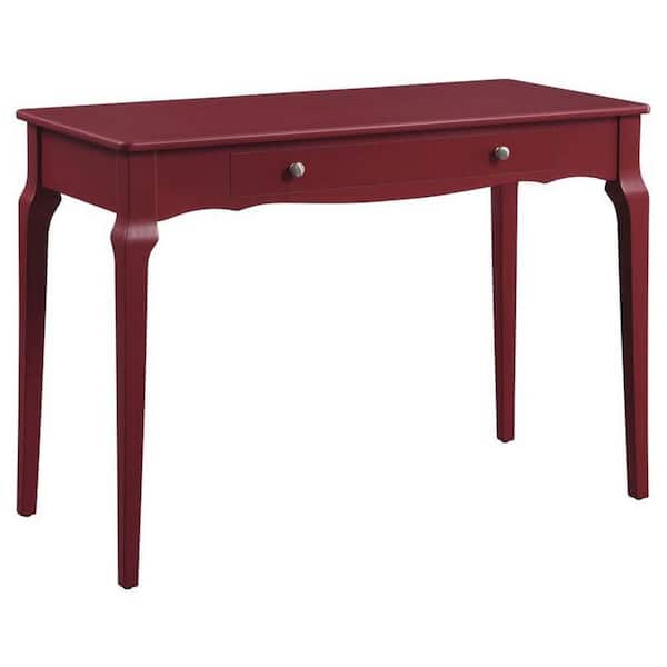 Benjara Larry 42 in. Red Rectangle Wood Console Sideboard Desk with Drawer and Tapered Legs