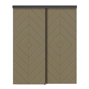 72 in. x 96 in. Hollow Core Olive Green Stained Composite MDF Interior Double Closet Sliding Doors