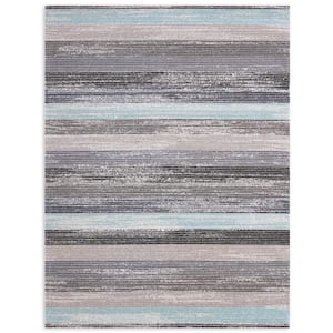 Patio Sofia Estelle Gray/Blue 5 ft. x 7 ft. Abstract Indoor/Outdoor Area Rug