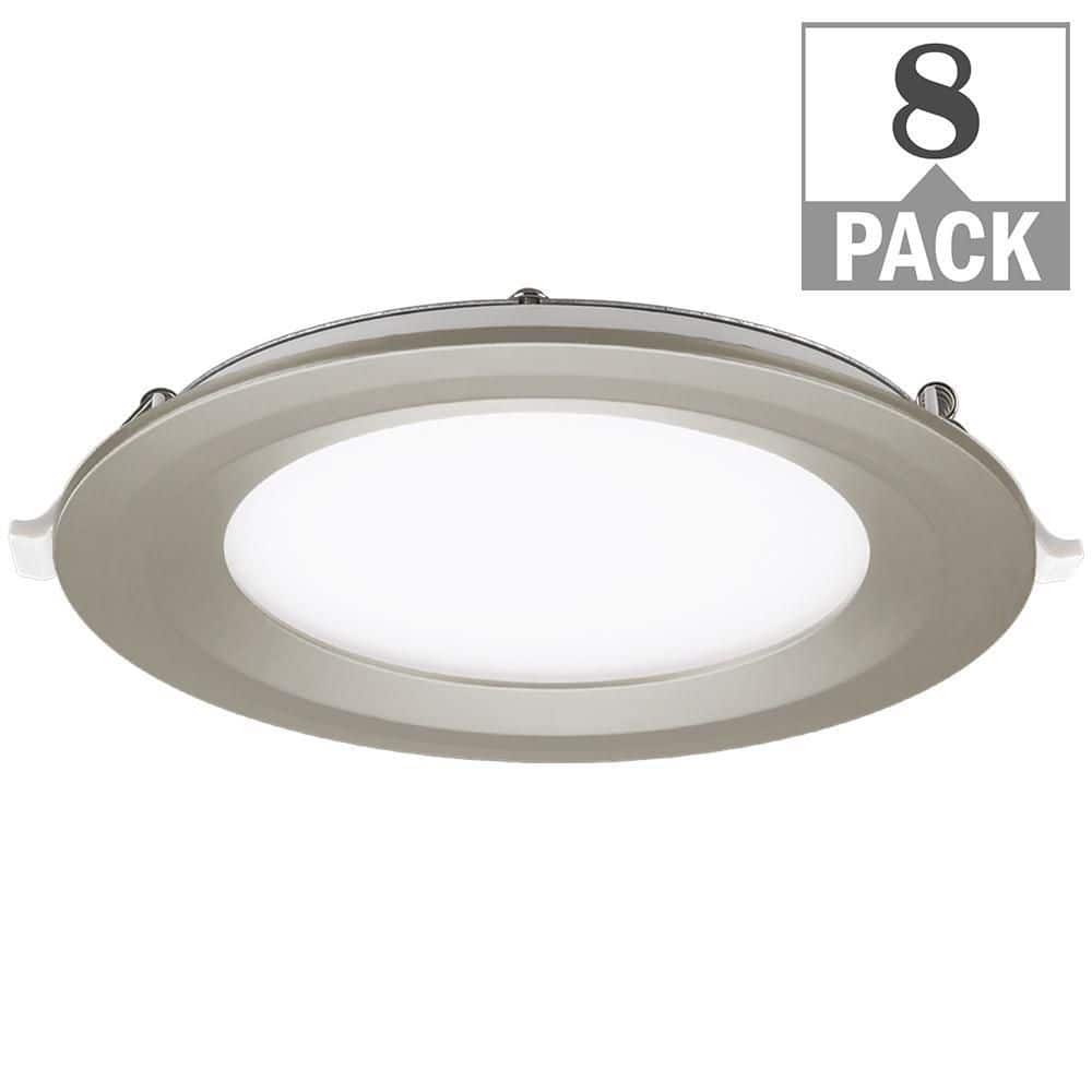 6 in. Canless Integrated LED Recessed Light Brushed Nickel Trim Kit 900 Lum