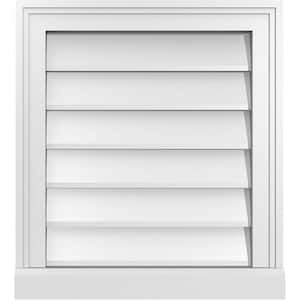 18 in. x 20 in. Vertical Surface Mount PVC Gable Vent: Decorative with Brickmould Sill Frame