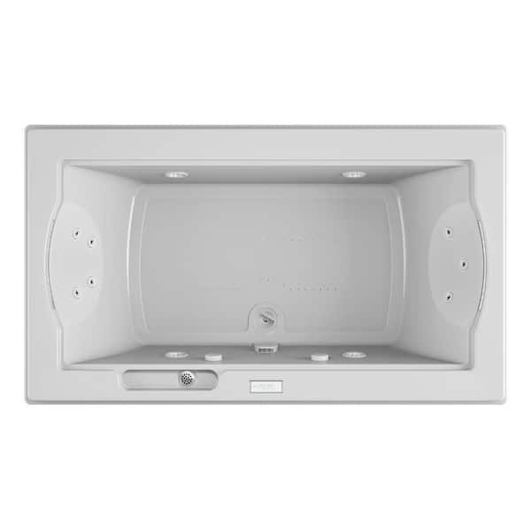 Fuzion Salon Spa 72 in. x 42 in. Rectangular Combination Bathtub with Center Drains in White