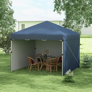 10 ft. x 10 ft. Navy Blue Pop Up Canopy Tent with 3 Sidewalls, Leg Weight Bags and Carry Bag, Height Adjustable