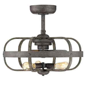 Keowee 23 in. Indoor/Outdoor Black Coastal Farmhouse Caged Ceiling Fan with 2200K Bulbs Included and Remote Control