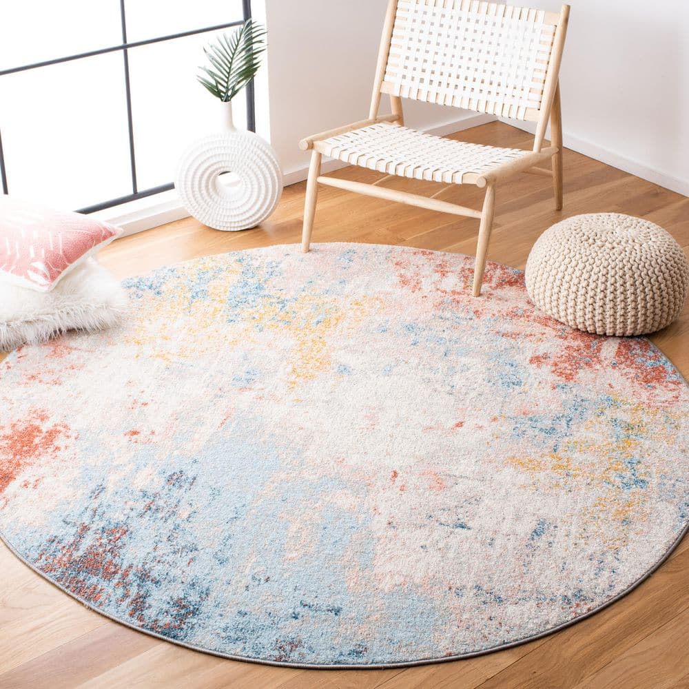 Tulum 3 ft. x 3 ft. Round Ivory/Pink Rustic Abstract Area Rug price history on PriceWatchPro