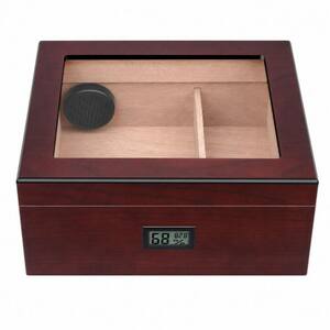 Angel Sar 25-50 Cigars Handmade Cigar Humidor, Walnut Wood Cigar Desktop Box Cigar Cases with Humidifier and Hygrometer