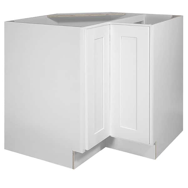 Design House Brookings Solid Wood Assembled Shaker 36 in. x 34.5 in. x 24 in. 2 Door Lazy Susan Corner Kitchen Cabinet LS36 in White