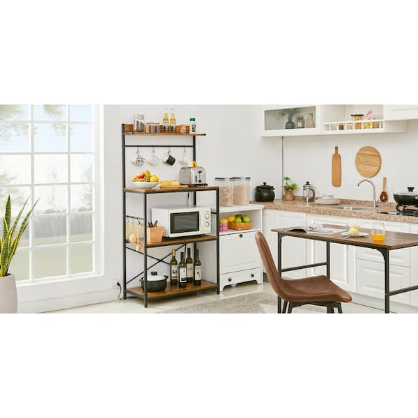 VECELO Baker's Rack with Power Outlet, Kitchen Utility Storage