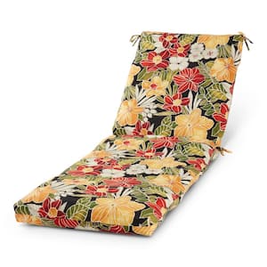 23 in. x 73 in. Outdoor Chaise Lounge Cushion in Aloha Black