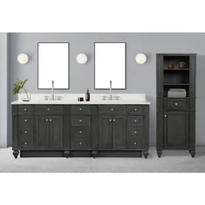 Winston 84 in. W x 22 in. D Bath Vanity in Antique Gray with Quartz Vanity Top in White with White Basin