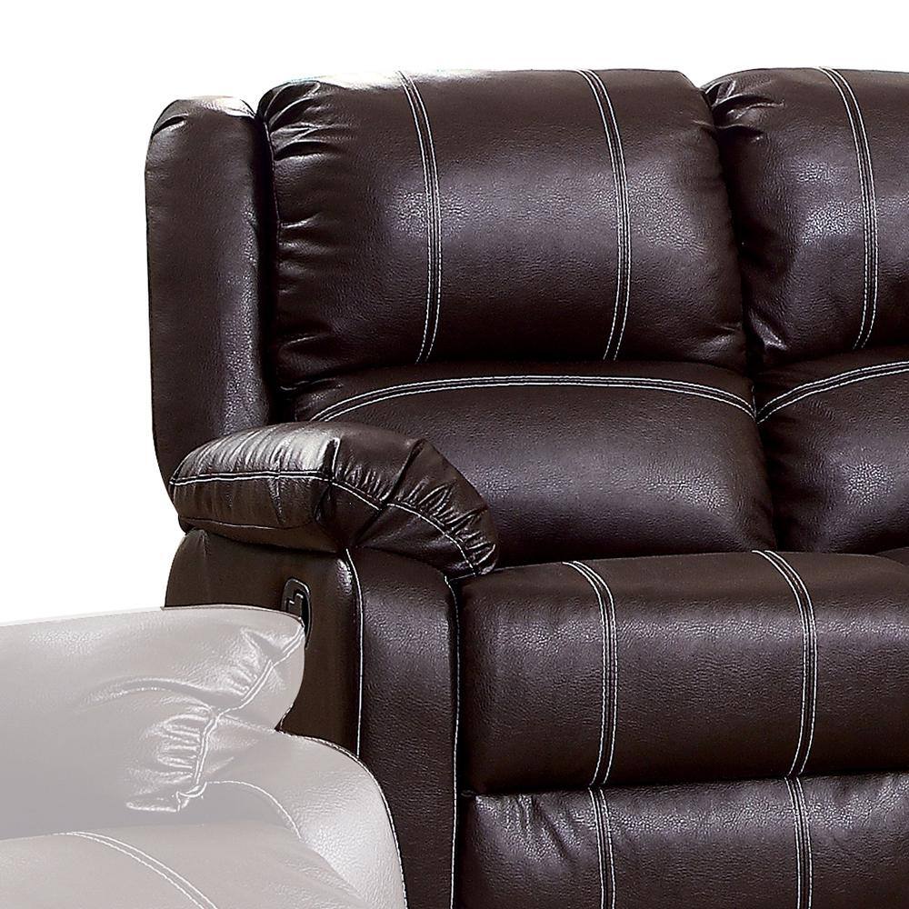 Contoured Comfort Brown Faux Leather Loveseat with Cup Holders