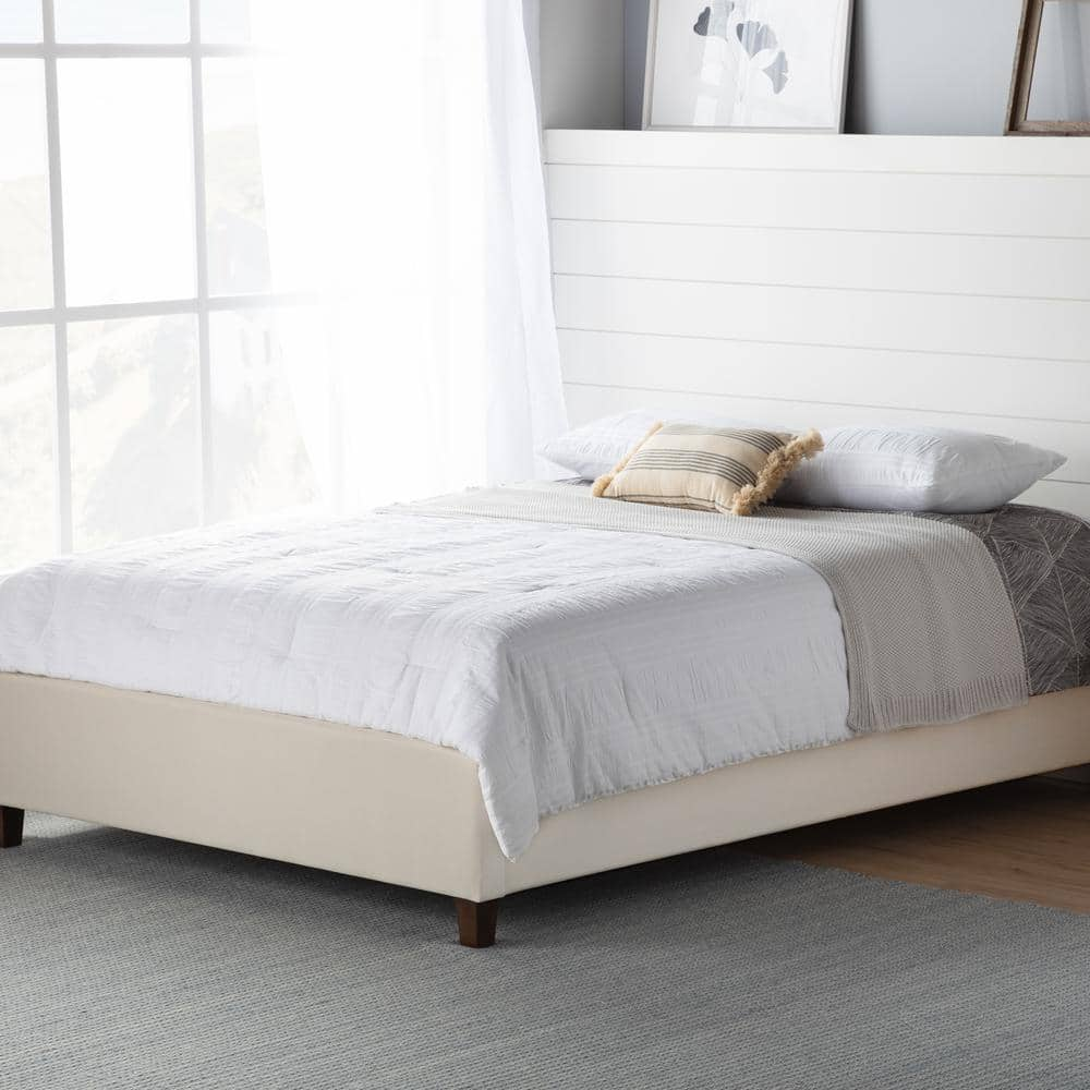 Brookside Ava Cream King Upholstered Platform Bed with Slats BSKKPEUPPL ...