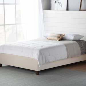 Ava Cream King Upholstered Platform Bed with Slats