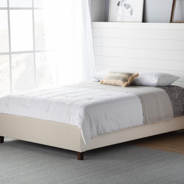 Brookside Ava Cream King Upholstered Platform Bed with Slats