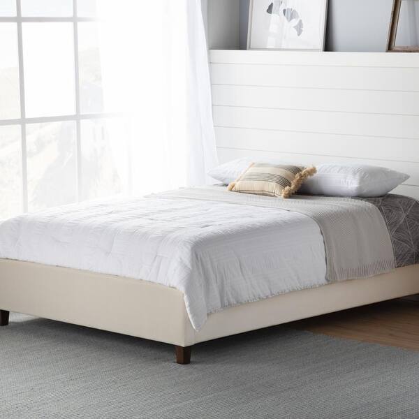 Brookside Ava Cream Queen Upholstered Platform Bed with Slats