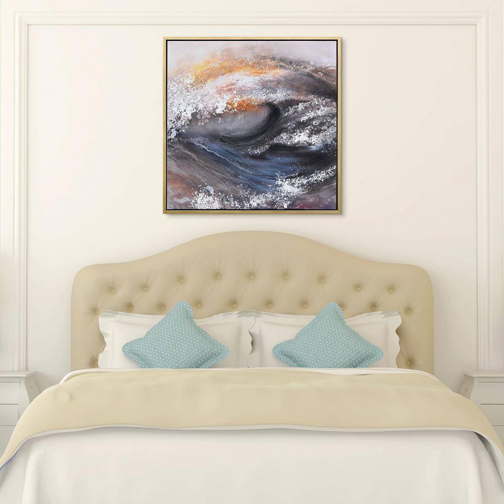 Tornado Abstract Multicolor Hand Painted Canvas Art with Gold Frame