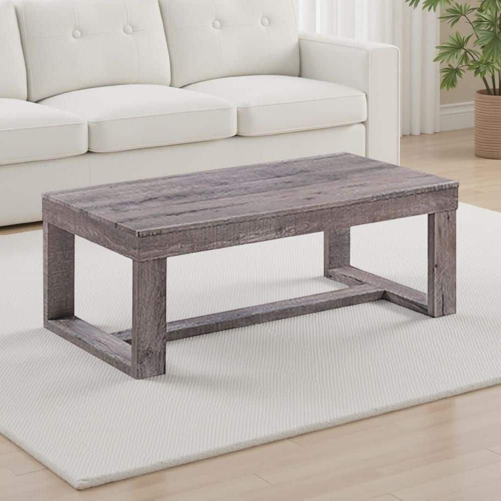 Knic 23.88 in. Grey Rectangle Shape Wood Coffee Table