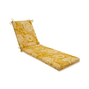 Paisley 23 in. x 30 in. Deep Seating Outdoor Chaise Lounge Cushion in Yellow/Ivory Addie