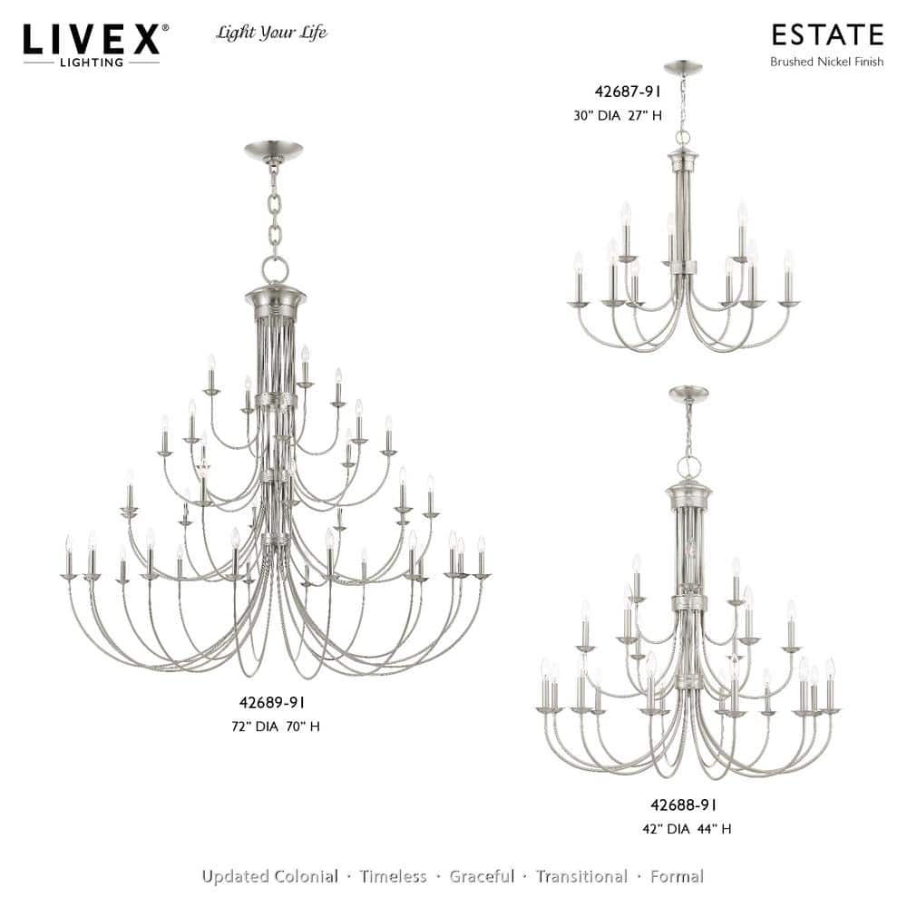 Elegant Brushed Nickel & Crystal 9-Light Traditional Chandelier
