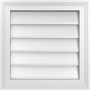 18" x 18" Vertical Surface Mount PVC Gable Vent: Non-Functional with Brickmould Frame