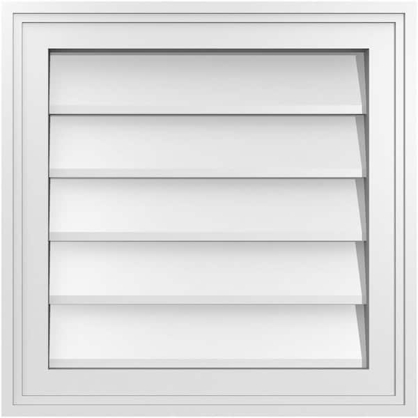 Ekena Millwork 18" x 18" Vertical Surface Mount PVC Gable Vent: Non-Functional with Brickmould Frame