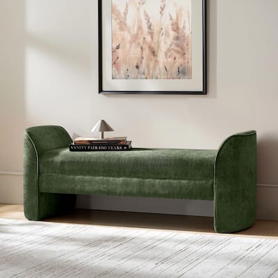 Deborah 57 in. Green Modern Chenille Fabric Upholstered Bench