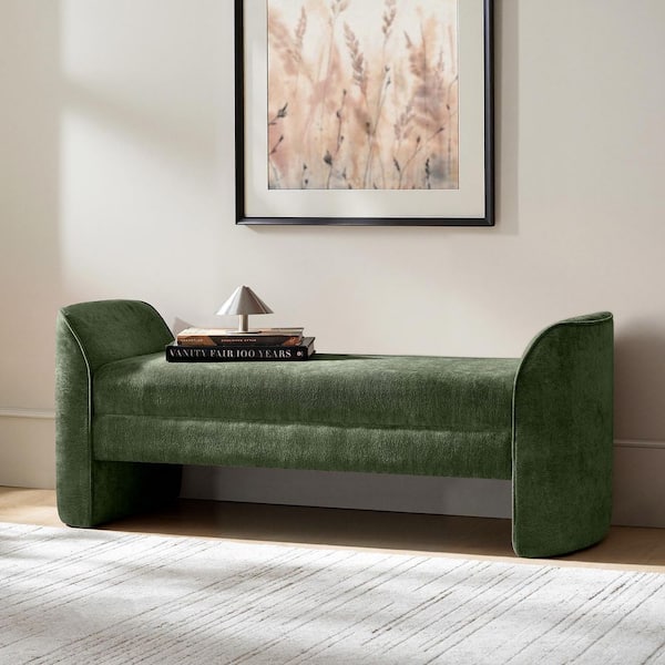 Deborah 57 in. Green Modern Chenille Fabric Upholstered Bench