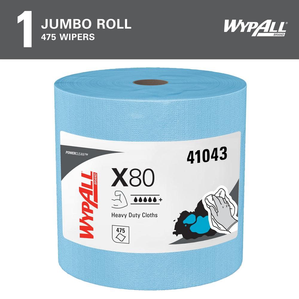WYPALL X80 Power Clean Heavy Duty 1-Ply Paper Towel Roll (475