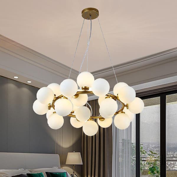 OUKANING 25-Light Gold Modern Creative Bubble Glass Ball