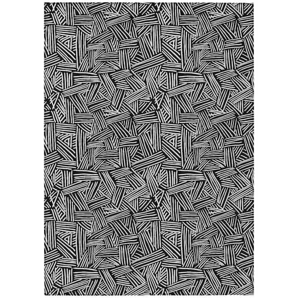 Chantille Machine Washable Indoor/Outdoor Abstract ACN2648 Black 5 ft. x 7 ft. 6 in. Area Rug