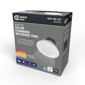 Integrated LED 4-inch Retro Fit Selectable Color Recessed Light, White, Energy Star Certified, Title 20, Wet Rated