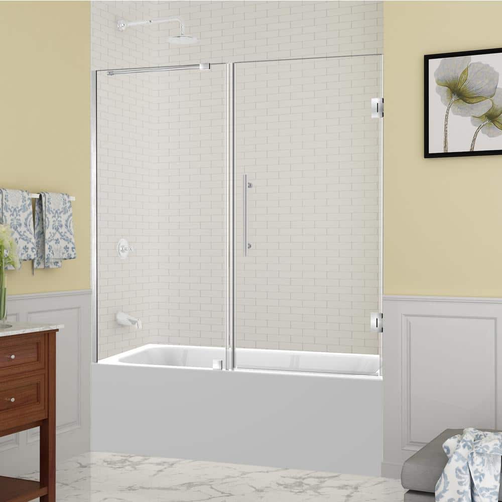 Belmore 59.25 in. to 60.25 in. x 60 in. Frameless Hinged Tub Door in Stainless Steel price history on PriceWatchPro