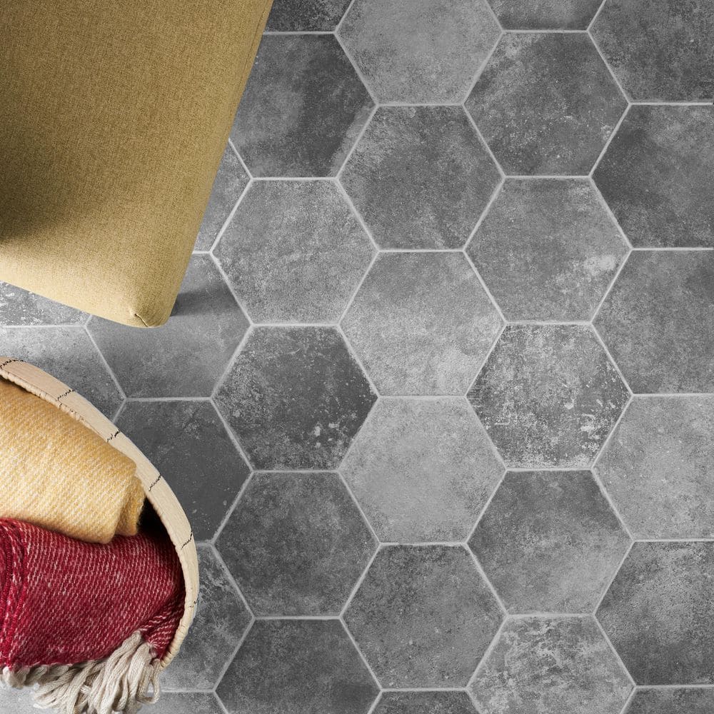 Gray Hexagon Matte Porcelain Floor and Wall Tile
