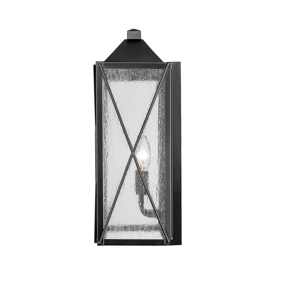 Caswell Black Metal Outdoor Wall Sconce with Clear Glass