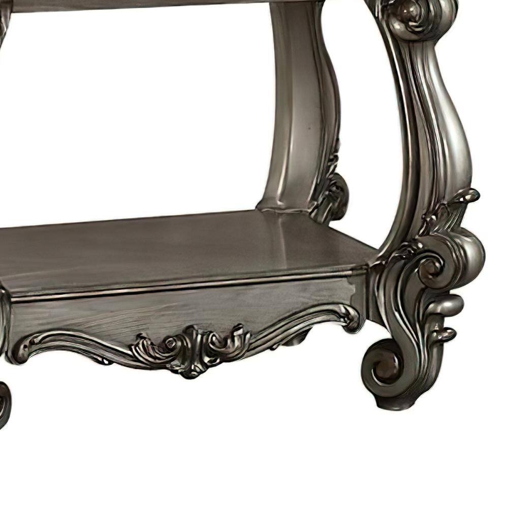 Versailles 31" Antique Gray Wood End Table with Bottom Shelf