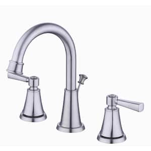 Melina 8 in. Widespread Double Handle High-Arc Bathroom Faucet in Brushed Nickel