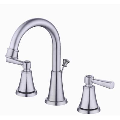 Melina 8 in. Widespread Double-Handle High-Arc Bathroom Faucet in Brushed Nickel