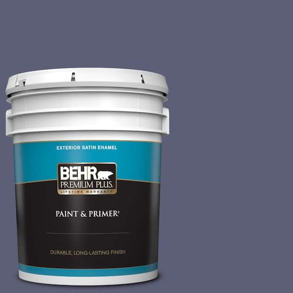 BEHR PREMIUM PLUS 5 gal. #S560-6 Blue Blood Satin Enamel Exterior Paint & Primer