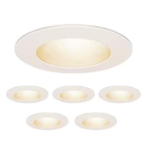 4 in. Integrated LED Selectable CCT Dimmable Thethered J-Box Canless Recessed Light White Trim, 6-Pack