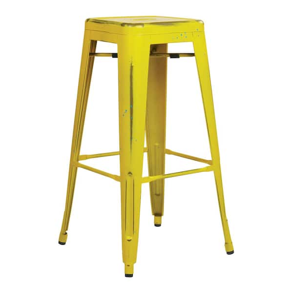 OSP Home Furnishings Bristow 30.25 in. Antique Yellow with Blue Specks Bar Stool (Set of 4)