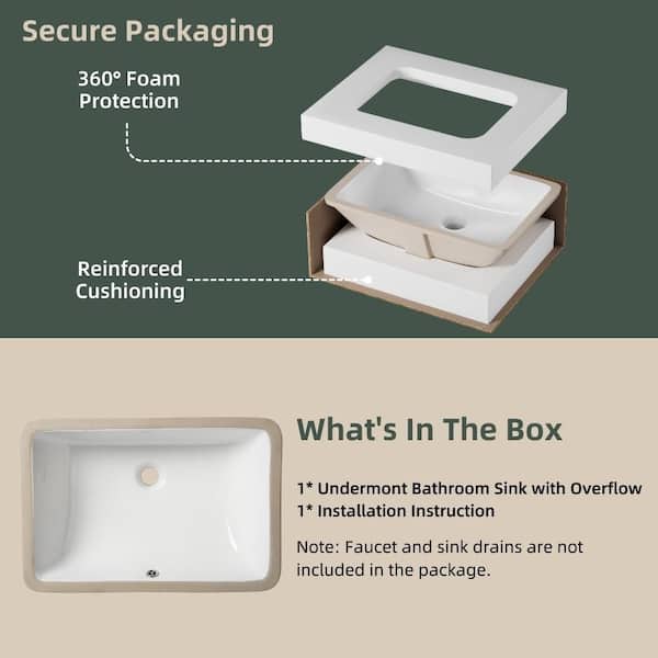 Los Flexi 24 in. Rectangle Undermount Bathroom Sink Glossy