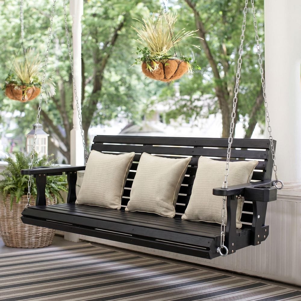 Fortune Candy 5 ft. Extra Large Wooden Porch Swing 3-Seater with