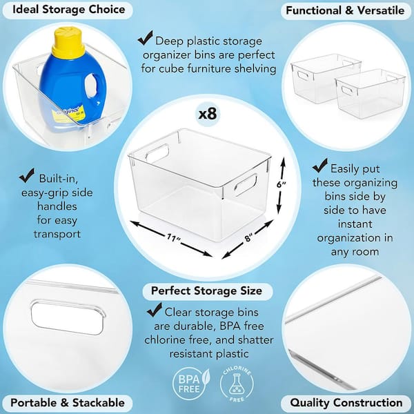 Plastic Storage Bins With Handles, Bpa-free Kitchen Organization