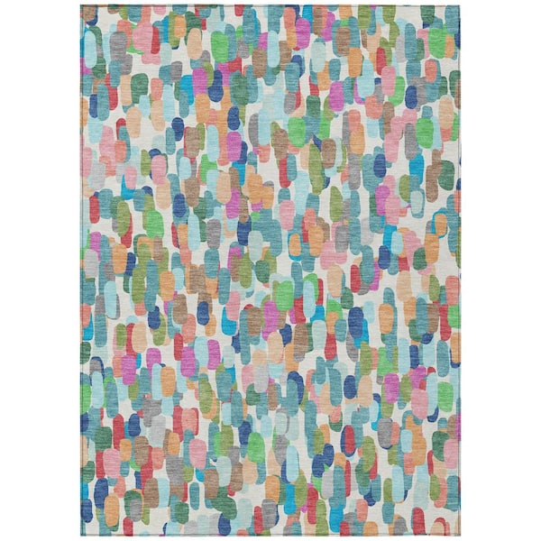 Chantille Machine Washable Indoor/Outdoor Abstract ACN2451 Teal 3 ft. x 4 ft. Area Rug