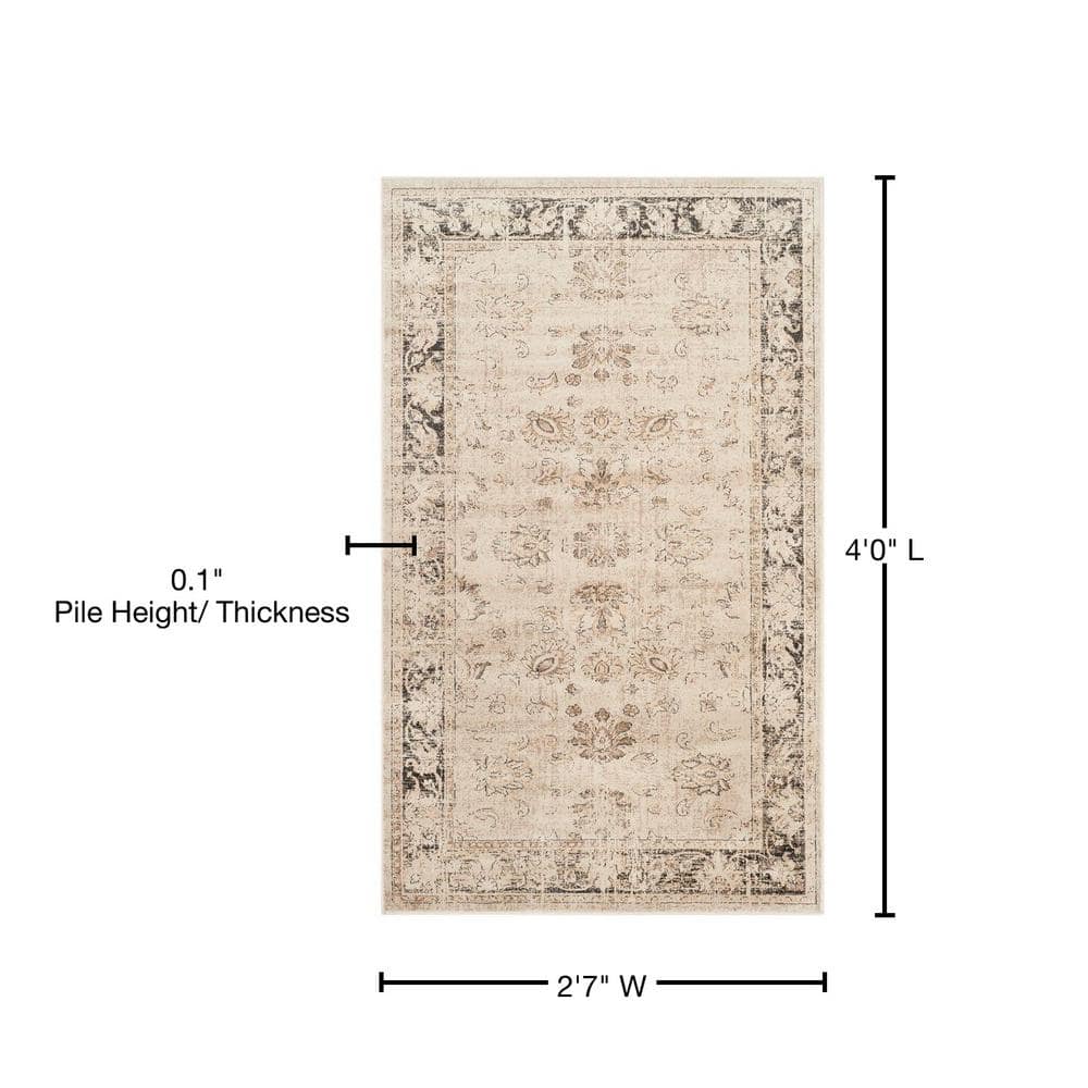 Vintage Stone Reversible Wool and Viscose Rug, 48" x 31"