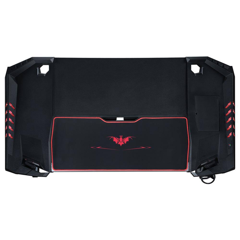 Z-Framed 51" Black Gaming Desk with RGB Lighting and Power Outlets