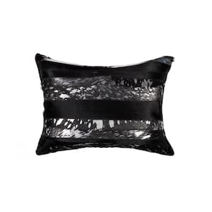 Torino Madrid Cowhide Black & Silver Animal Print 12 in. x 20 in. Throw Pillow