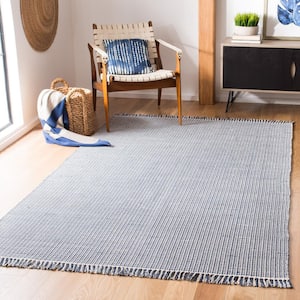 Montauk Ivory/Navy 3 ft. x 5 ft. Multi-Striped Solid Area Rug