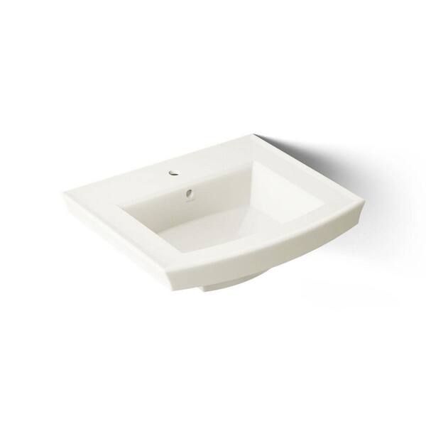 KOHLER Archer 24 in. x 11.94 in. Pedestal Bathroom Sink in Biscuit Vitreous China