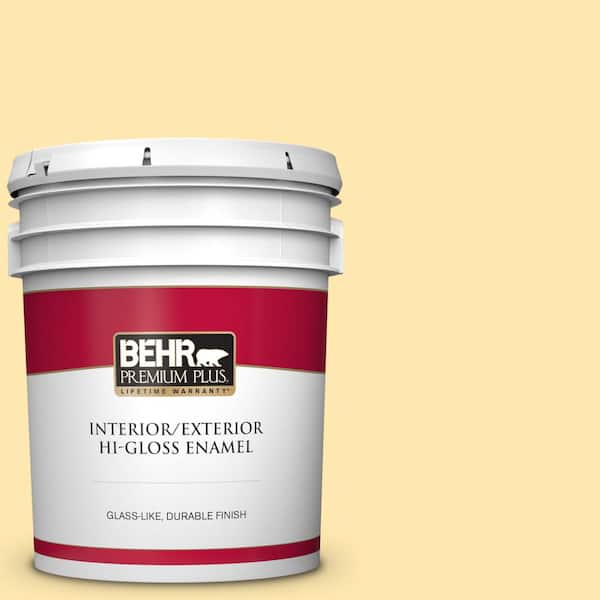 BEHR PREMIUM PLUS 5 gal. #P290-2 Sweet as Honey Hi-Gloss Enamel Interior/Exterior Paint